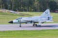 SAAB 37 Viggen fighter aircraft on runway Royalty Free Stock Photo